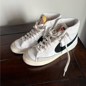 Nike White and Black High-Top Sneakers Used